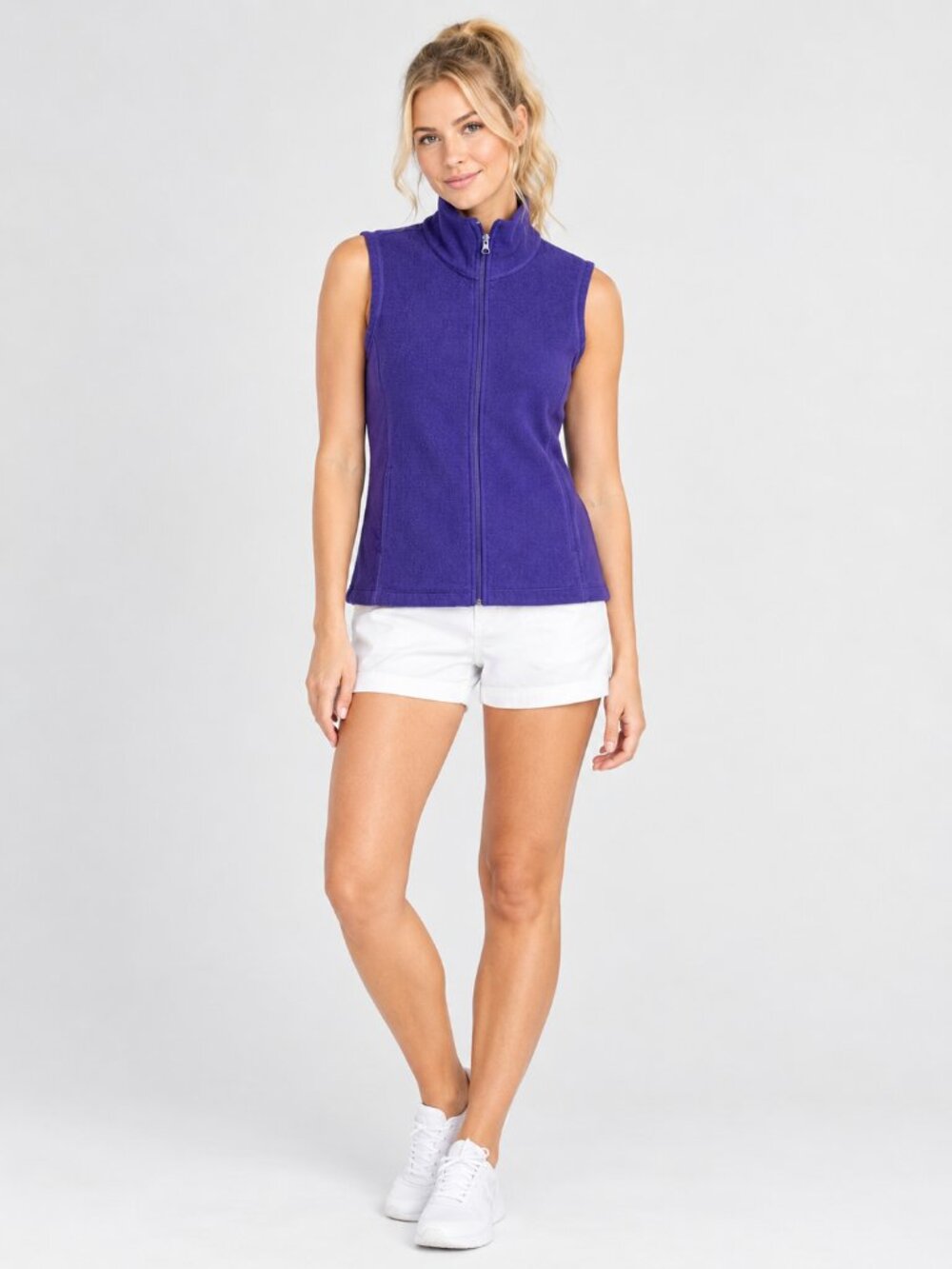 2/$30 Lands' End Fleece Full-Zip Vest Jacket Purple Small #A4896
